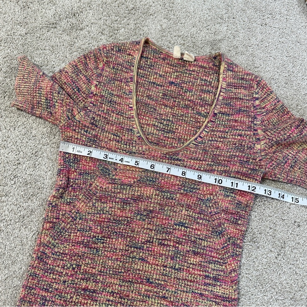Anthropologie Moth Women’s Spacedye Ribbed Knit Shortsleeve Top Multicolor M - Picture 9 of 9